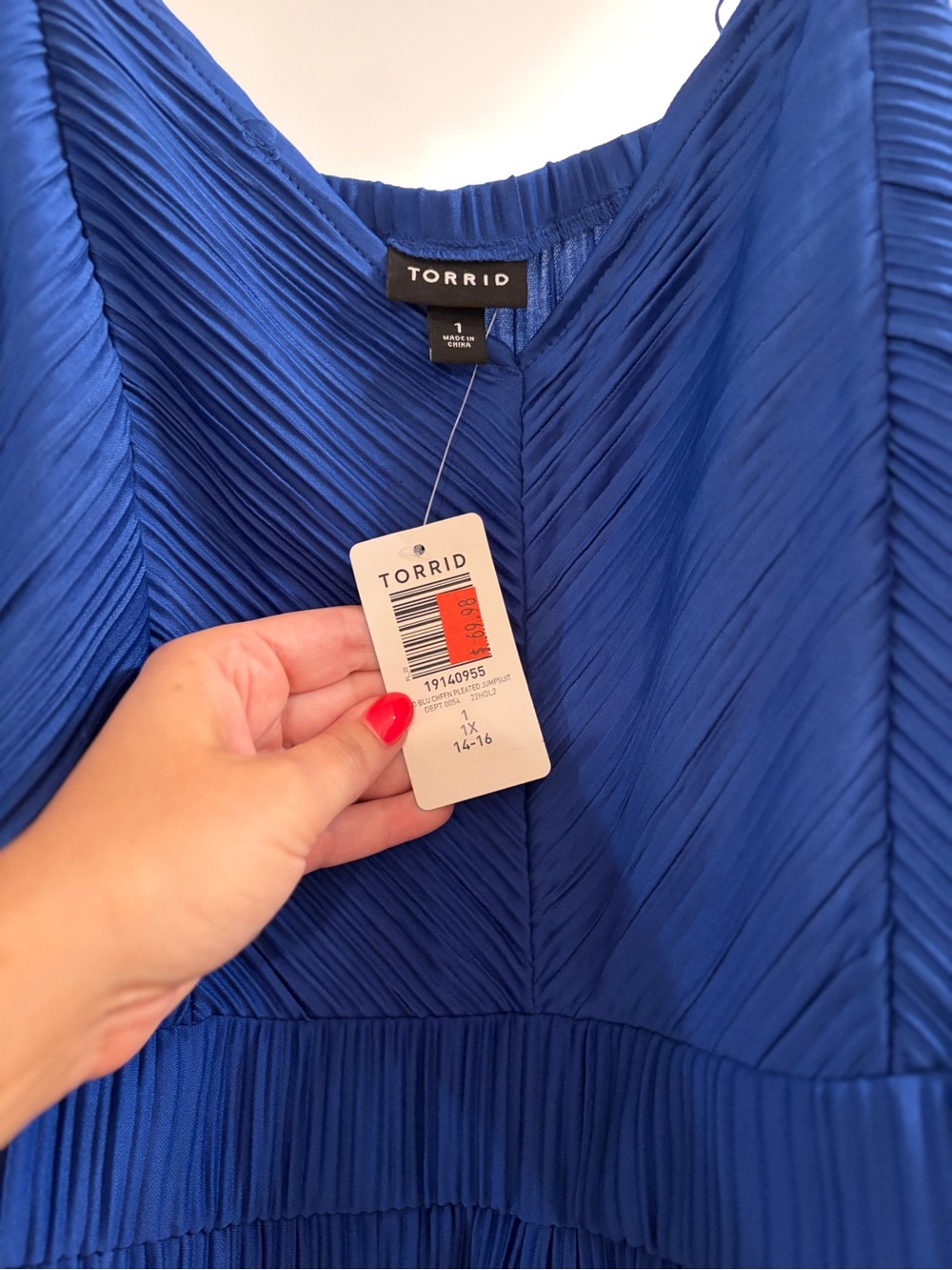 torrid Vibrant Royal Blue Pleated Jumpsuit - Picture 2 of 2